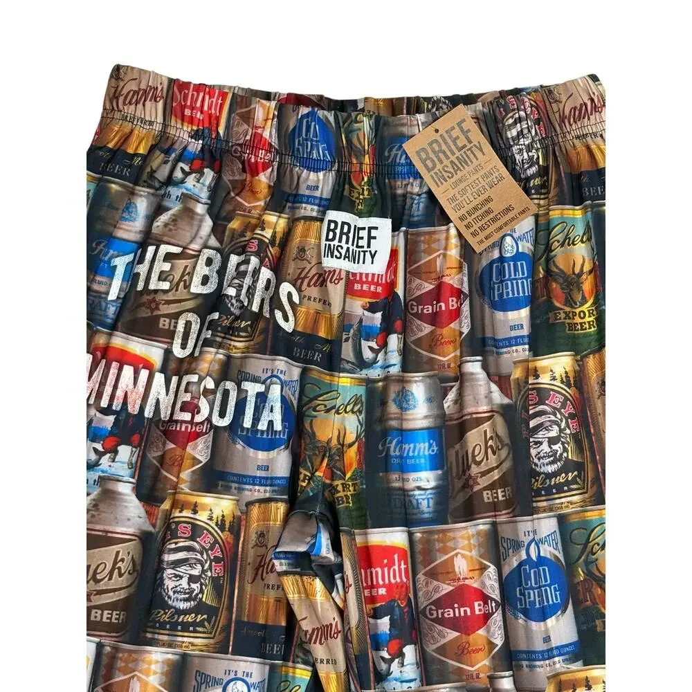 NWT Brief Insanity Beers of Minnesota Lounge Pajama Pants Unisex Size Medium